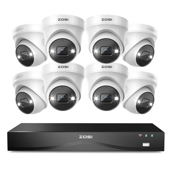 4K PoE Security Camera System, ZOSI 16 Port 24CH 4K CCTV Security Camera System, AI Face Human Vehicle Detection, Color Night Vision,8MP Outdoor PoE IP Cameras for Home Business