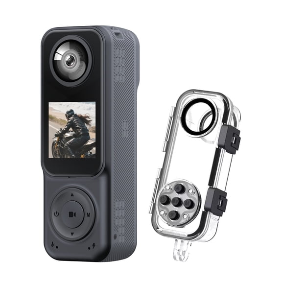 LWJYOH 4K Pocket Action Camera with Waterproof Case, Dual Lens, EIS, WiFi, 8 MP Point & Shoot Digital Camera