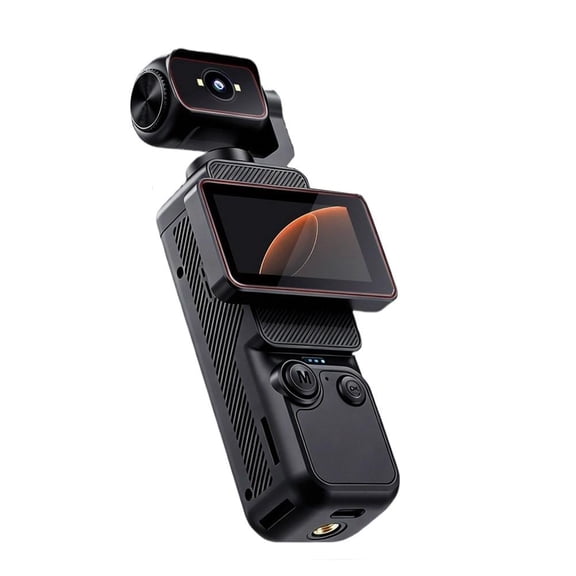 4K Pocket Gimbal Camera, Handheld Stabilizer Vlog Camcorder with Rotating Lens & Flip Screen, Gift