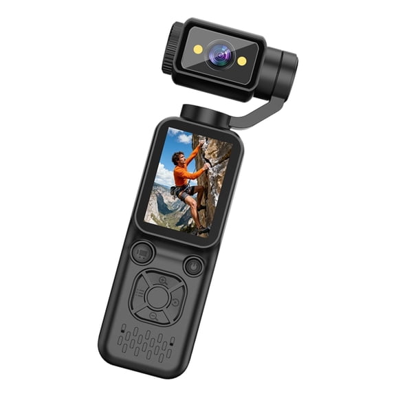4K Pocket Video Camera, 180° Rotatable Lens 48MP Portable Action with 16X Digital for Travel Vlog Recording