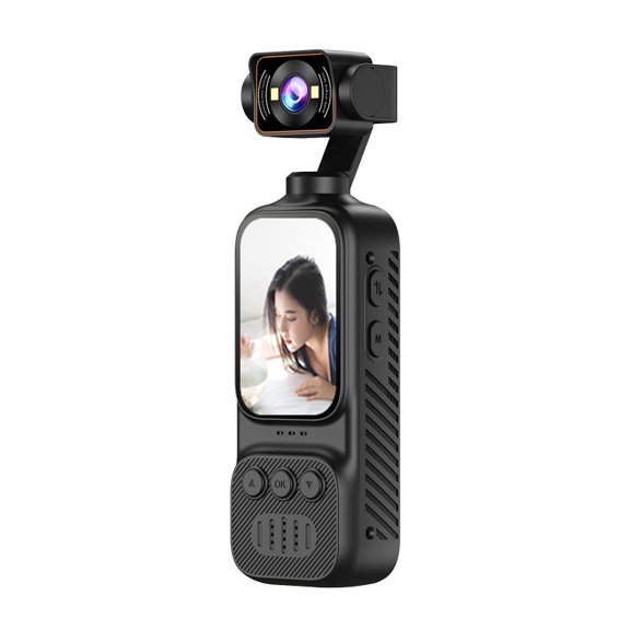 4K Portable Action Camera with 2.0" IPS HD Screen, 180 Rotating Lens, 16X Digital Zoom, Time-Lapse, Loop Recording, Burst Photo for Travel and Outdoor