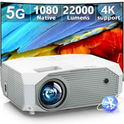 Hewcham 5G WiFi Bluetooth Projector, 22000LM Full HD Movie Projector with LCD Technology & Keystone