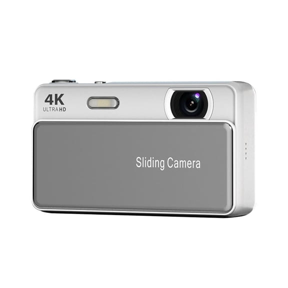 4K Sliding Digital Camera, 64MP Portable Vlog Camera with 2.8" IPS Screen, Autofocus & 16X Zoom, Retro CCD Style Compact Camera for Travel, Photography & Video(Sliver)