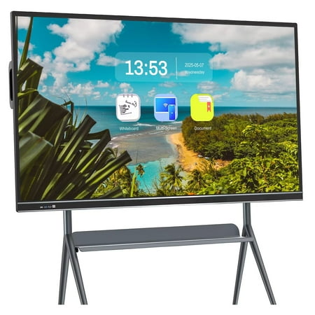 4K Smart Board 75 Inch All-in-One, Touch Screen Interactive Whiteboard with Dual System & Cloud Sharing Feature Great for Classroom, Office & Presentations