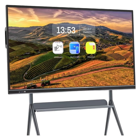 4K Smart Board 75 Inch Interactive Whiteboard, All-in-One Touch Screen Computer with Dual System & Cloud Sharing Digital Whiteboard for Classroom, Office & Presentations