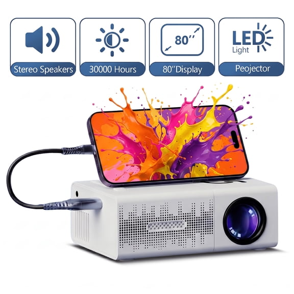 4K Smart Projector, Local Resolution 1920 X 1080P, Equipped with Remote Control, USB Connection, LCD Display, Reliable Performance, Compatible with Smartphones - Tablets - Laptops. Modern Projector