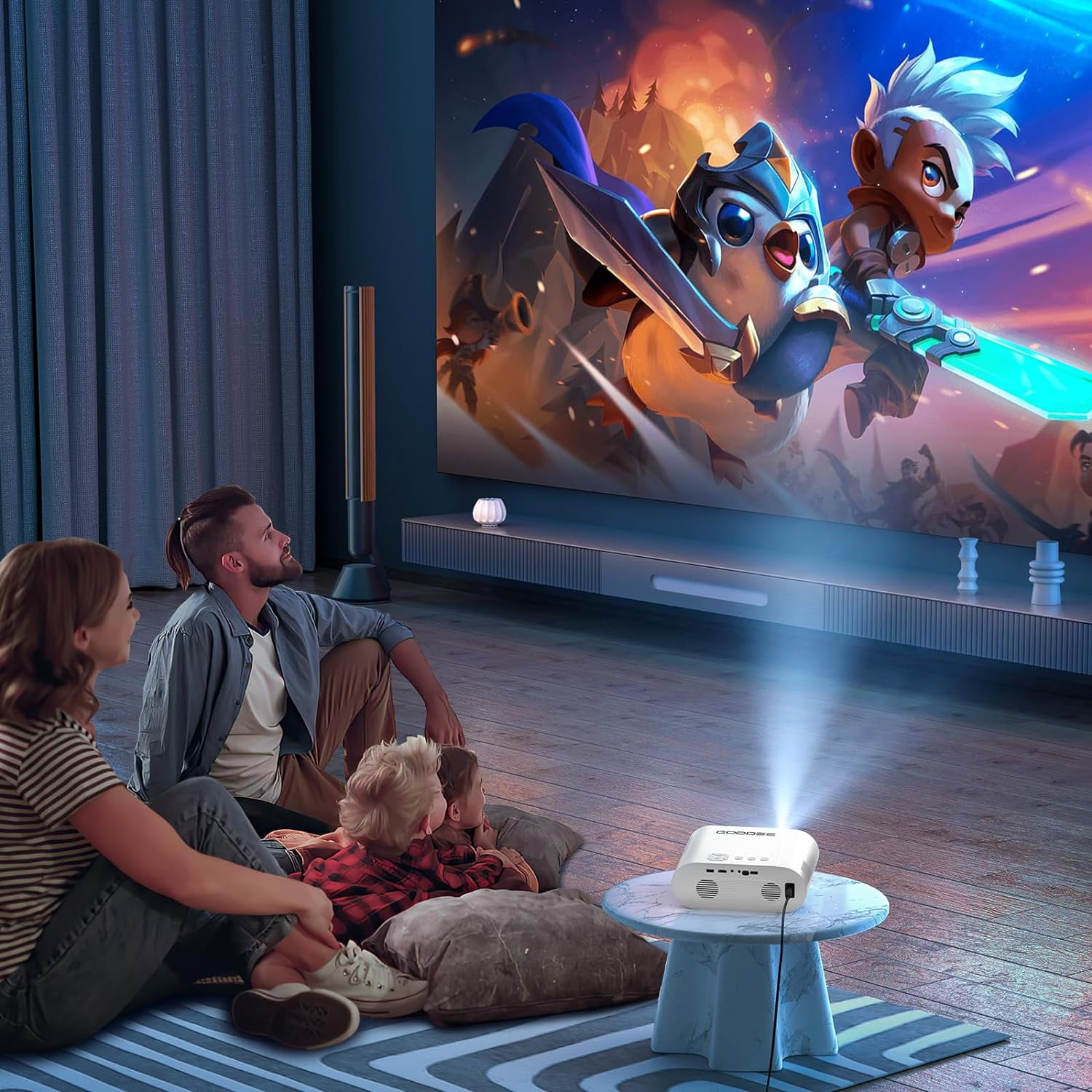 4K Smart Video Projector with WiFi and Bluetooth, 1000ANSI Brightness ...