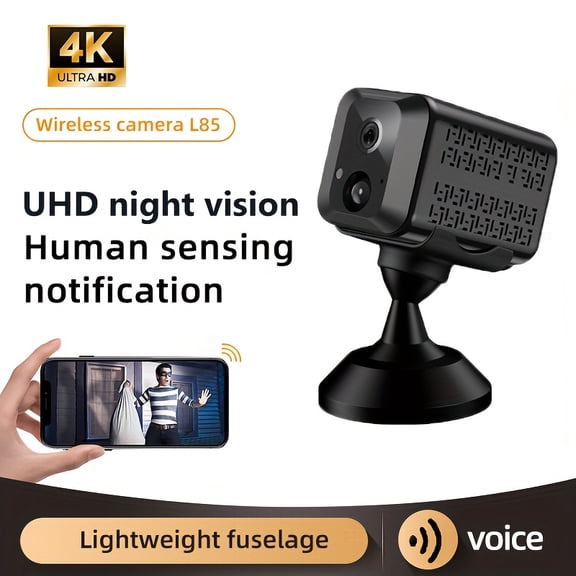 4K Smart Wireless Security Camera with Motion Detection, Night Vision, Rechargeable Battery, 360 Pan-Tilt, 2.4GHz WiFi, App Control, Cloud/SD Storage