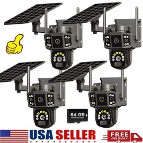 4K Solar Outdoor Security Camera, 2.4GHz WiFi, 355 Pan View, Color Night Vision, Motion Tracking, Two-Way Audio, Spotlight Alarm, APP Control, 64GB SD Card Included