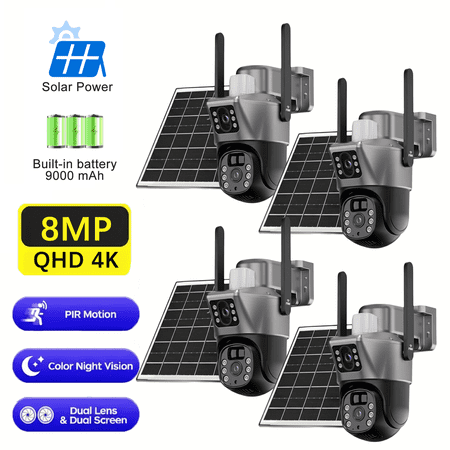 4K Solar Outdoor Security Camera Wireless, Dual Lens 360° Pan/Tilt, AI PIR Motion Detection, 2.4G/5G WiFi, Color Night Vision, Waterproof price history and forecast - SANSCO