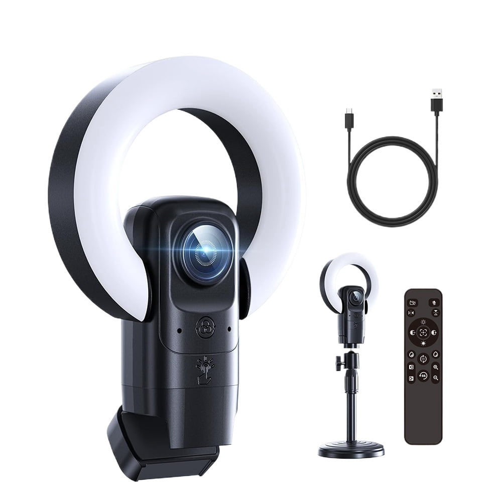 4K Streaming Webcam with AI Autofocus, Ring Light, Mic, Remote, USB  and Play for YouTube Zoom Live Video Calls