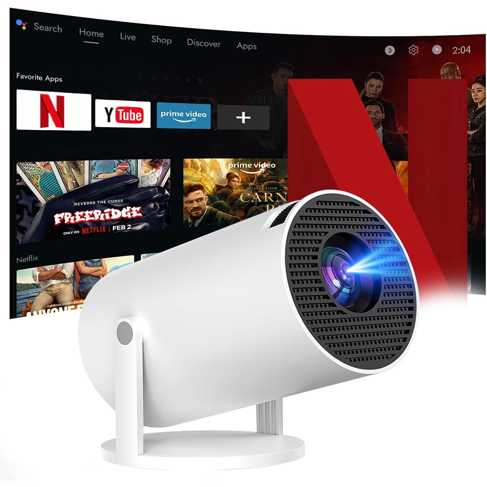 4K Supported Native 720P Full HD Mini Projector - Android 11, Auto Keystone Correction, WiFi 6 & Bluetooth 5.2, Portable Smart Projector for Home Theater/Outdoor