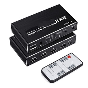 4K Switcher Matrix 2x2 Matrix 2 In 2 Out Switch Splitter Converter Matrix 4K 30Hz HDCP1.4 With IR Remote Control ,Easy to Operate