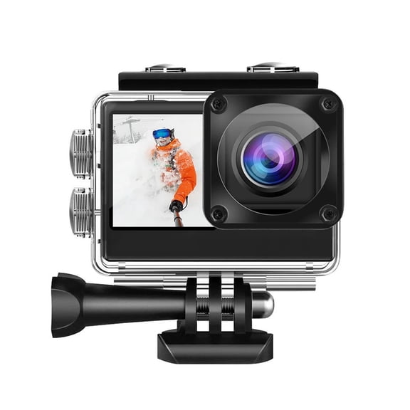 4K UHD Action Camera Dual Screen Display 2.0 Inch IPS Screen Outdoor Sport Cam 120 Wide Angle Underwater Camera 30M Waterproof