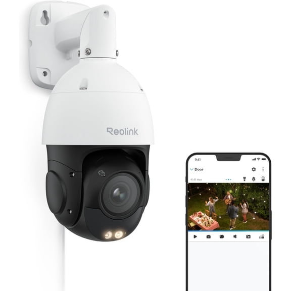 4K UHD PoE PTZ Camera for Outdoor Security, 360 Pan & 90 Tilt Auto Tracking, 5X Optical Zoom and 3D Zoom, AI Detection, Color Night Vision, 24/7 Recording, 2 Way Talk, RLC-823S1