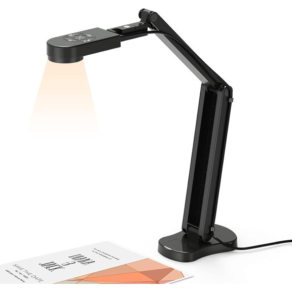 4K USB Document Camera for Teacher, 8MP Webcam & Visualiser A3 Size with Dual Microphones, 3-Level LED Light, Image Invert, Foldable Live Demo, Work Windows, macOS and Chrome OS