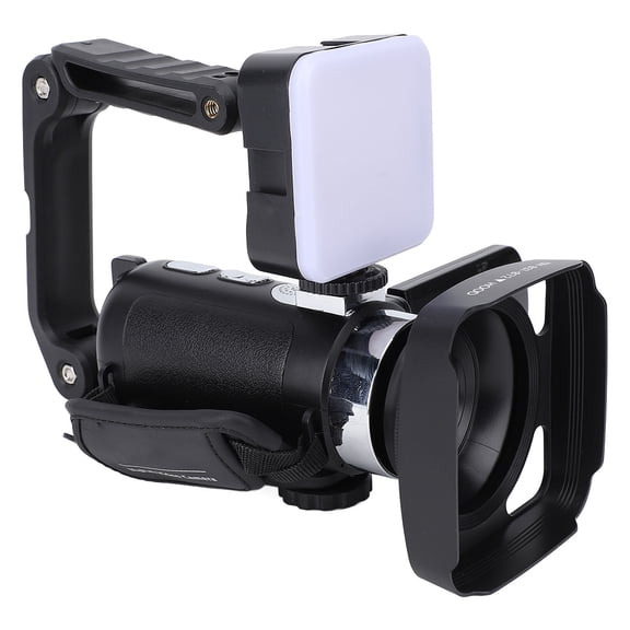 4K Ultra HD 64MP Digital Camcorder with 28x Zoom and Lens Hood, 3.0 inches / 7.6 cm Rotation Screen Vlogging Video Camera with Fill Light and Bracket