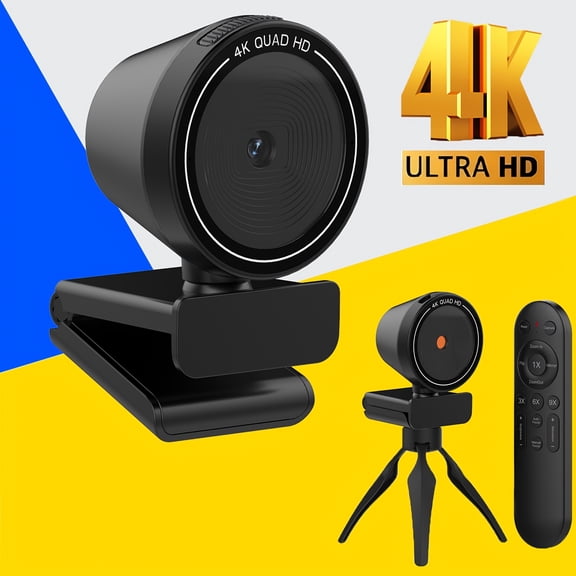 4K Ultra HD Webcam Of Pc, Auto/Manual Zoom, 9xZoom, Plug And Play, Built-in Privacy Cover, White Balance, Webcam with Microphone, 4K Webcam for PC/Laptop/Desktop, Video Calling, Conference