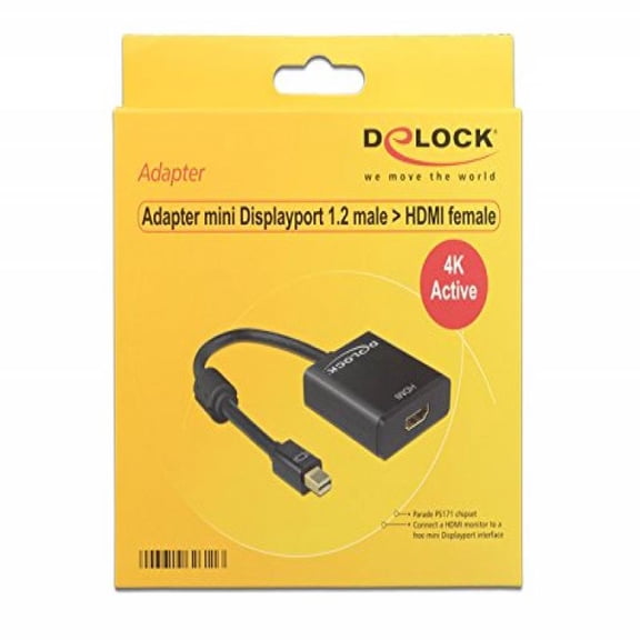 4K UltraHD Delock Adapter mini Displayport 1.2 male > HDMI female Active HDCP DP