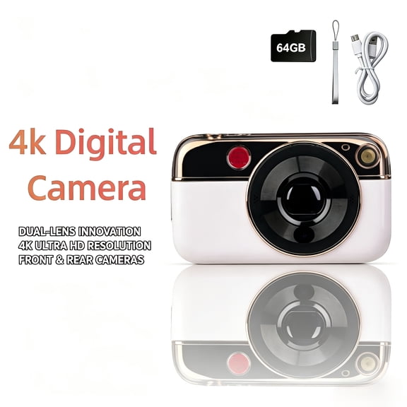 4K Upgraded Compact Design CCD Camera, 16X Zoom (Supports Photo, Video, And Album Mode Triple Zoom), Portable Camera, 2.8-Inch HD Screen, USB Charging