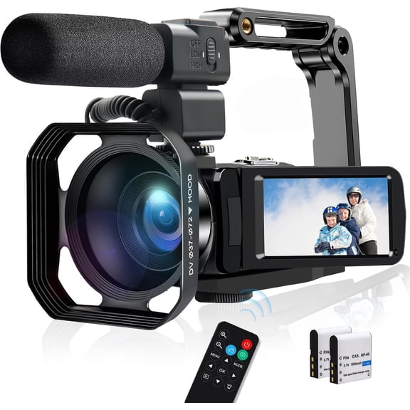 4K Video Camera Camcorder 48MP 30FPS IR Night Vision WiFi Camera Recorder, 18X Digital Zoom 3" Screen Vlogging Camera for YouTube with Microphone, Lens , Stabilizer, Remote Control