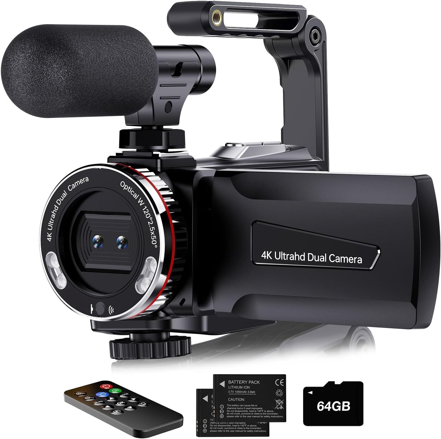 4K Video Camera Camcorder, 64MP UHD Vlogging Dual Camera for YouTube ...