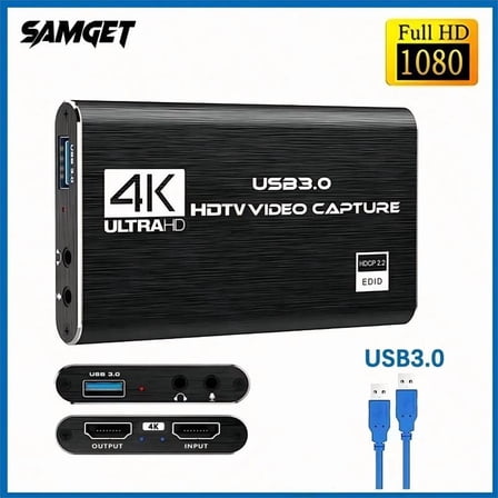4K Video Capture Card 1080P 60fps HD Video Recorder Grabber For OBS Capturing Game Card Live With USB3.0 Cable HDTV Cable