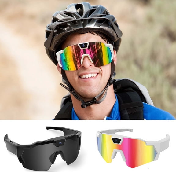 4K Video Smart Camera Sunglasses, Outdoor Cycling Hiking Riding Baseball Eyewear with Camera, Long Battery Life for Phone Connection, Gift for Men Women Outdoor Sports Accessory, 5.9*6.6in, Black
