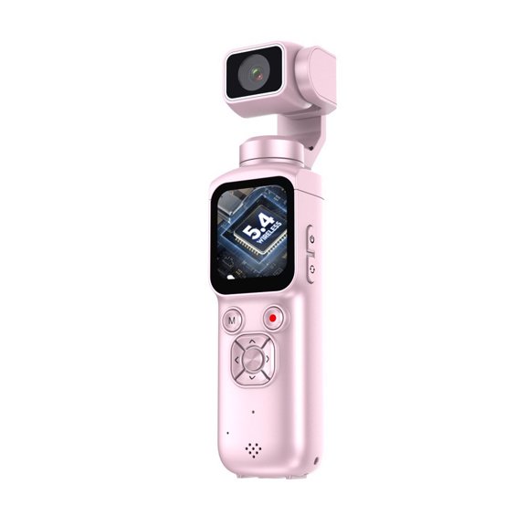 4K Vlog Camera with 1.72" Touchscreen, 330° Rotation AI Tracking Handheld Video Camera, 64MP Photo with WiFi Sharing (Pink)