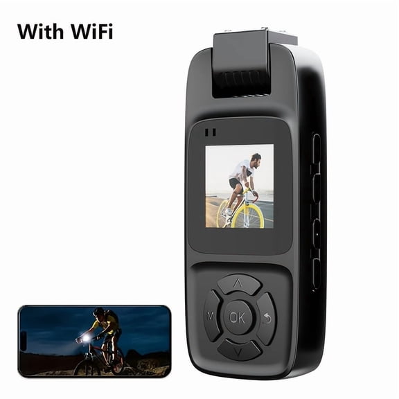 4K Wearable Camera with WIFI, 180° Wide-Angle, Night Vision, Rotatable Lens, Clip-On Design, 1500mAh Battery (8H Recording), 64GB Included, USB Charging