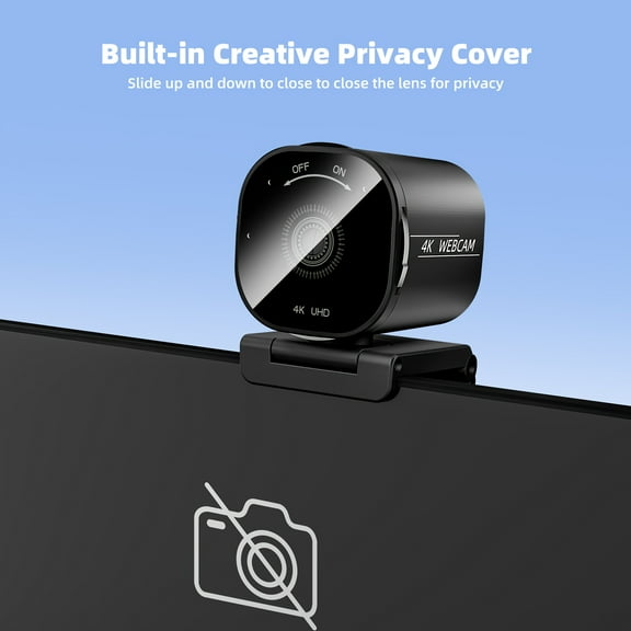 4K Webcam With 2 Noise-Canceling Mics, USB Webcam For Xbox, Built-in Privacy Cover, Tripod, 73 AutoFocus Web Camera, Plug And Play, Gaming Webcam For PC/Mac/Laptop/Xbox/Teams/Zoom