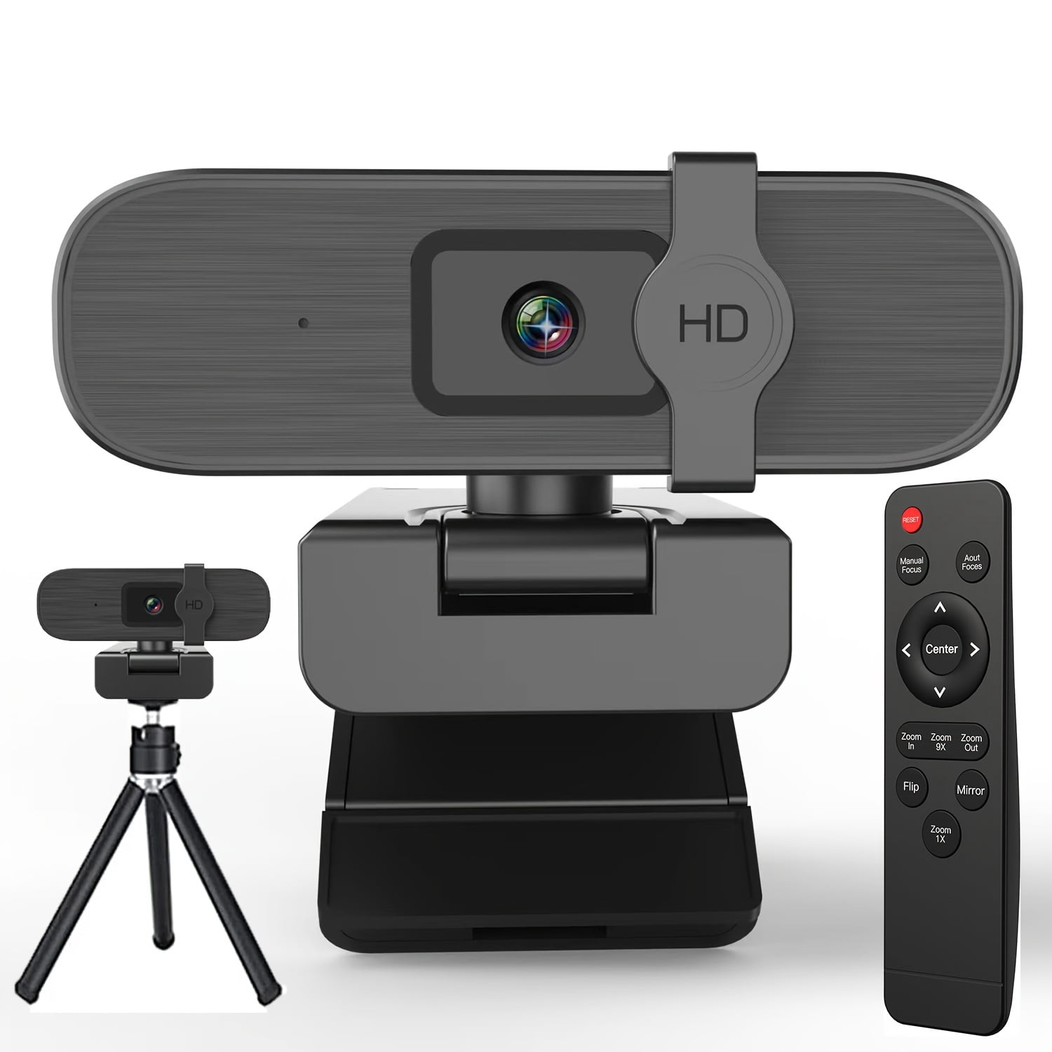 4K Webcam with Auto Zoom, Remote & Privacy Cover, Adjustable White Balance, Built-in Mic, Plug & Play for Laptop/Desktop, Ideal for Video Calls and Meetings