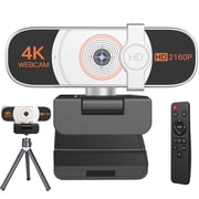 4K Webcam, Auto-zoom,with remote control,Privacy Cover, White Balance, Webcam with Microphone, Plug & Play, 4K Web Camera for PC/Laptop/Desktop, Video Calling,Conferencing