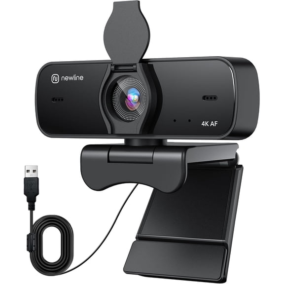 4K Webcam for PC, 4K UHD USB Webcam with Microphone, New Upgraded Auto Focus, Low Distortion, Privacy Cover, PC Camera for Zoom, Skype, Teams, Laptop, Conferencing, Calling, NewEye 60s