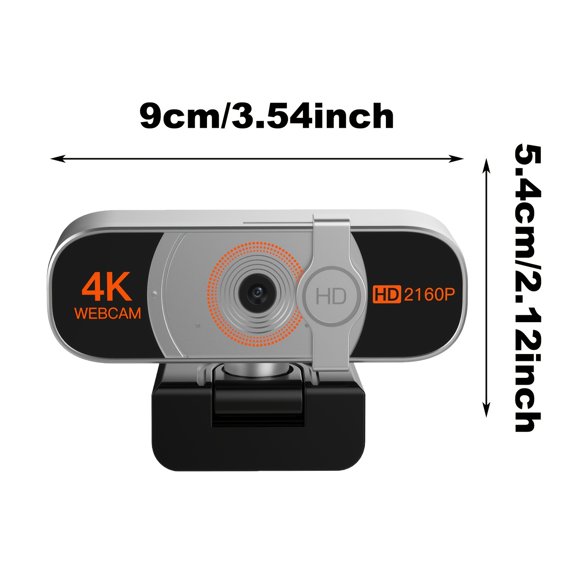 4K Webcam for PC, Auto Zoom, with Remote Control, Privacy Cover, White Balance, Webcam with Microphone, Plug And Play, 4K Web Camera for Laptop/Desktop, Video Calling, Conferencing