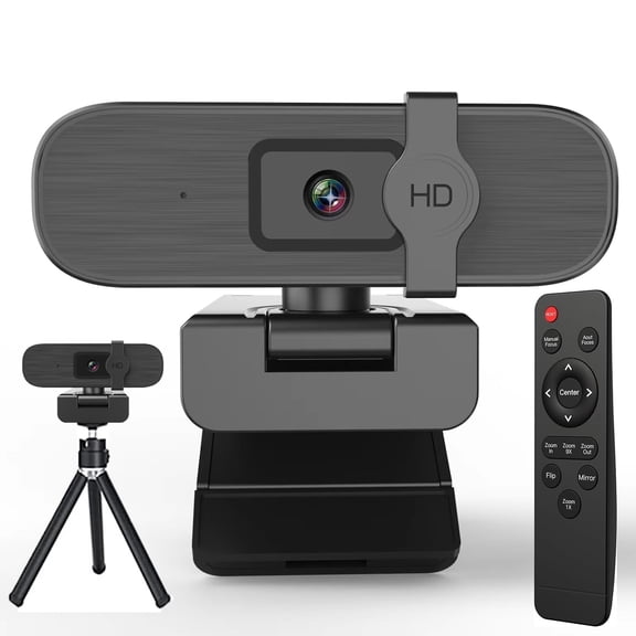 4K Webcam for PC, Auto-zoom,with remote control,Privacy Cover, White Balance, Webcam with Microphone, Plug & Play, 4K Web Camera for Laptop/Desktop, Video Calling,Conferencing