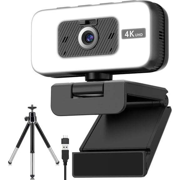 4K Webcam for PC, AutoFocus Webcam with Light for Desktop | Web Camera with Microphone, FOV 80?, USB Plug and Play, Laptop Web Cam for Live Streaming, Teaching, Meetings