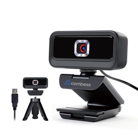 4K Webcam for PC, Computer Camera for Desktop, USB Webcam with Tripod,2 Noise Reduction Mics, Built-in Privacy Cover, for PC/Zoom/Skype/Team/Laptop/MacBook/Windows