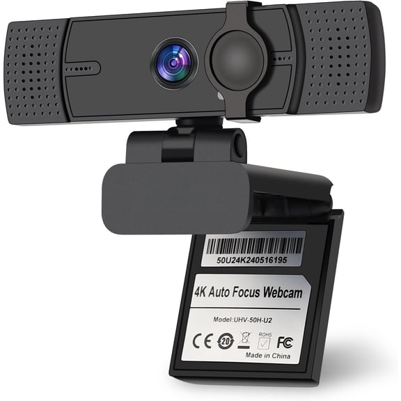 4K Webcam for PC, UHD Video Calling, PDAF AutoFocus, Dual Noise-Canceling Microphones, 70? FOV, 1080P@60FPS,  Cover, USB Plug&Play, Works with Teams, Zoom, OBS, Skype