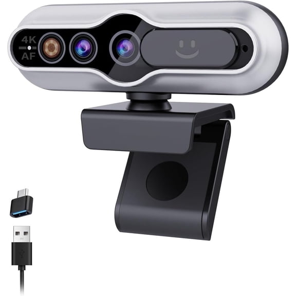 4K Webcam for PC, Windows Compatible, IR Facial Recognition | Autofocus, -in Mic & Cover, USB Camera for PC Laptop, Streaming, Conferencing & Video Calls