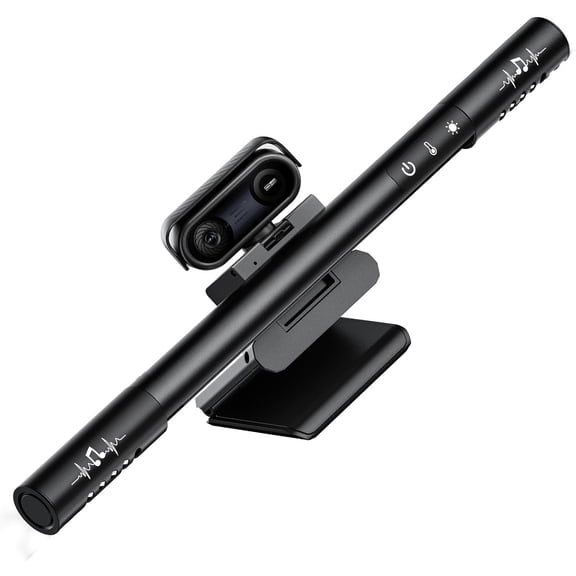 4K Webcam with Ring Light & Microphone, 4K Ultra Streaming Camera, -in Noise-Canceling Mics, Auto Light Correction, for Zoom/Skype/Teams/YouTube/Twitch, Plug & Play, for PC