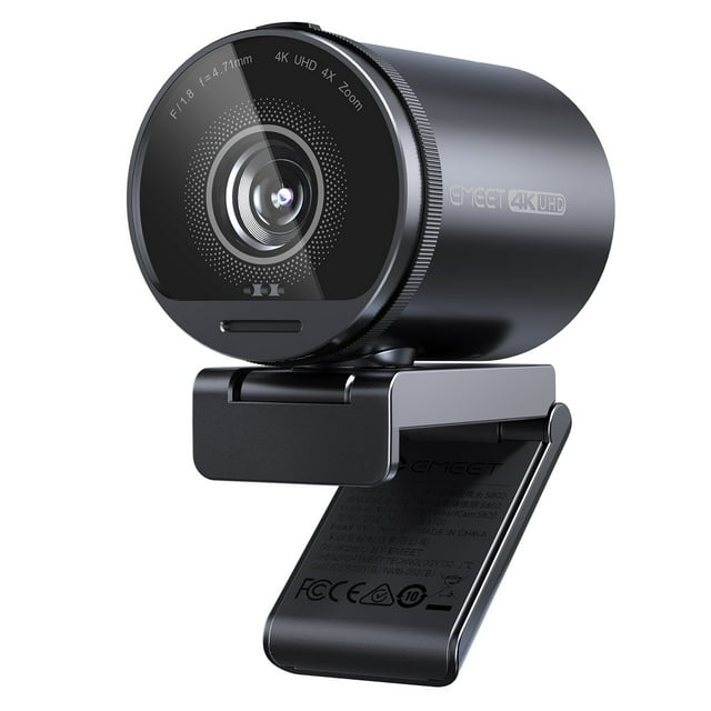 Webcam 4K NewlineWork Con Microfono Doppio | Cancellazione Rumore, Autofocus, Luce Integrata | Con Copertura Privacy E Treppiedino