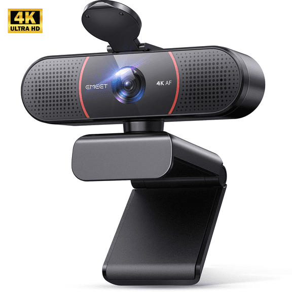 EMEET C960 4K Webcam with Microphone for PC, 4K UHD CMOS Sensor, PDAF Autofocus, Dual Omnidirectional Mics, Auto Light Correction, 73° FOV, Privacy Cover, for Zoom/Teams/Meet
