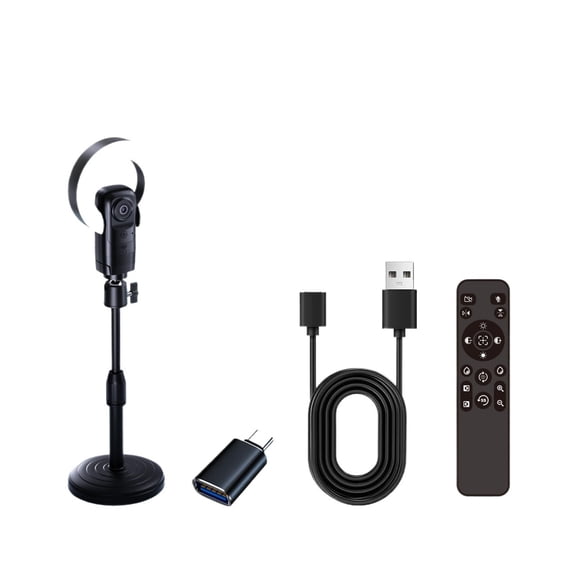 4K Webcam with AI Autofocus, Ring Light, Remote Control, Noise-Cancelling Mic for Streaming, Meetings, Classes