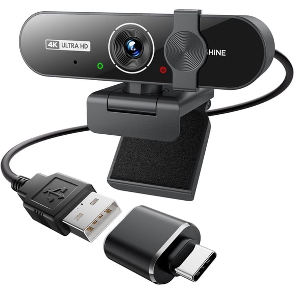 4K Webcam with Microphone, Triple Privacy Protection Computer Camera Calls