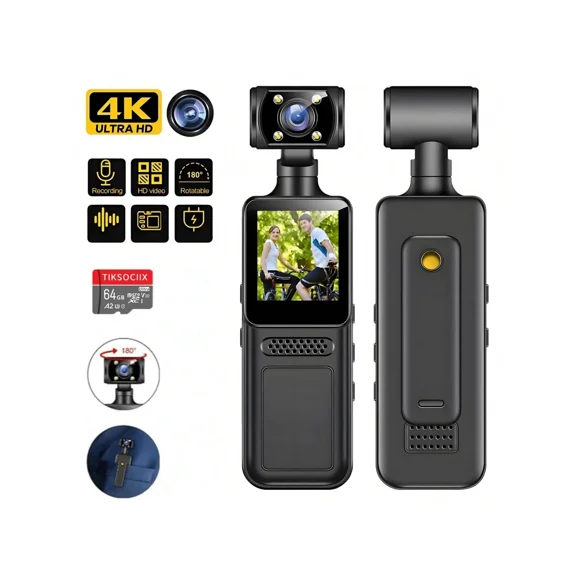 4K WiFi Action Camera with 180° Rotatable Screen, Night Vision & Stabilizer for Vlogging, Travel, and Outdoor Adventure - Perfect Gift for Couples and Students