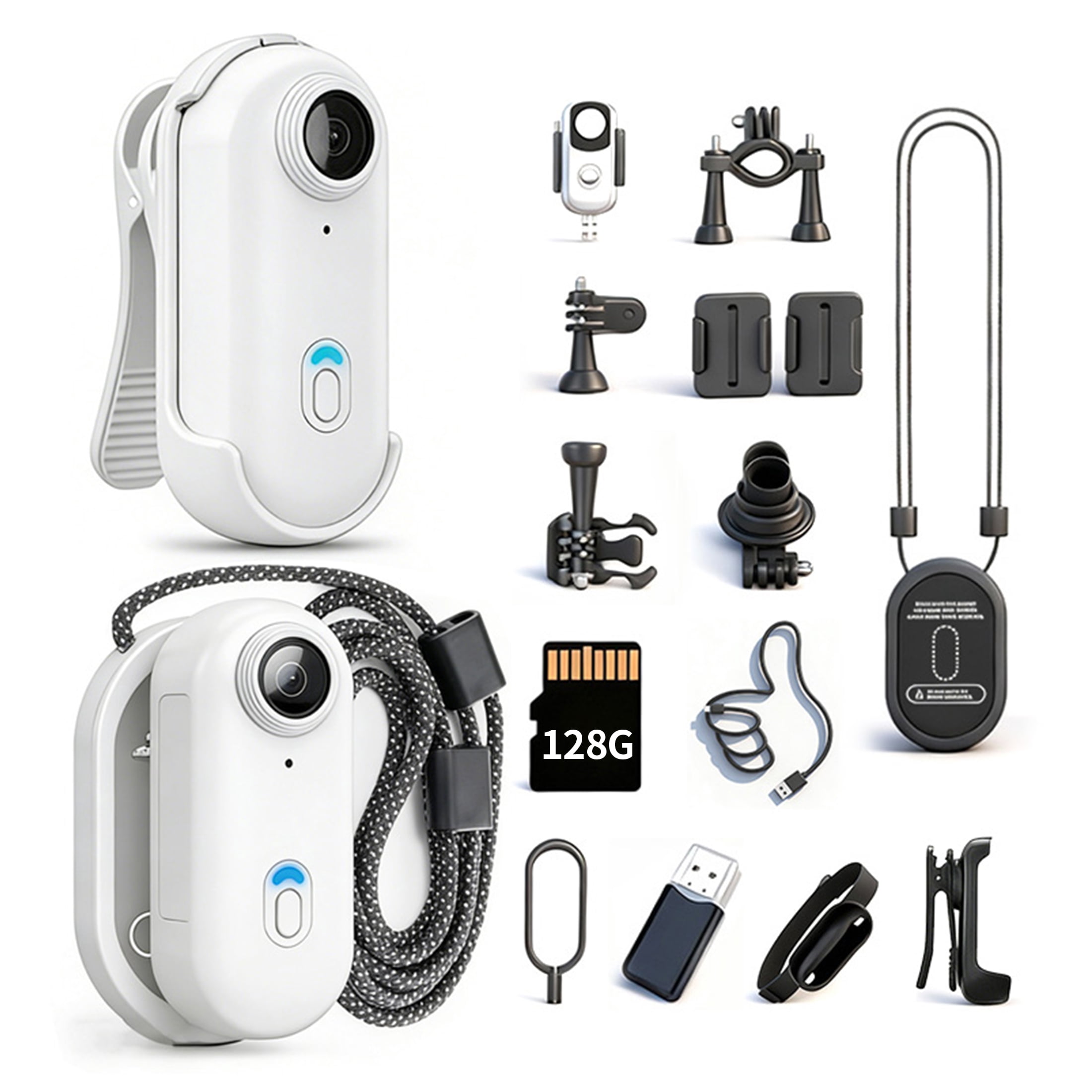 4K WiFi Mini Action Camera 128GB Magnetic Thumb Waterproof 360 Degree ...