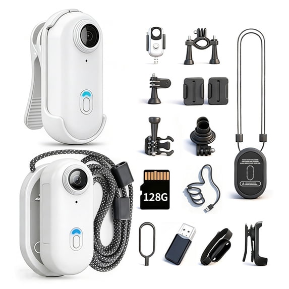 4K WiFi Mini Action Camera 128GB Magnetic Thumb Waterproof 360 Degree ...