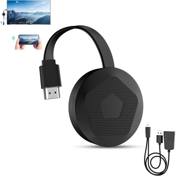 4K Wireless Display Adapter for TV, 5Ghz WiFi Miracast Dongle for Video and Audio Streaming from Laptops, Tablets, TVs/Projectors/Monitors, No Need for APP and Compatible with Android, iOS, Windows