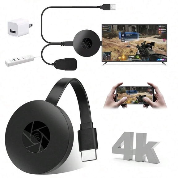 4K Wireless  Display Dongle Adapter, No Delay Wireless Transmitter, Streaming Video Audio File From Phone PC Tablet To TV Projector Monitor